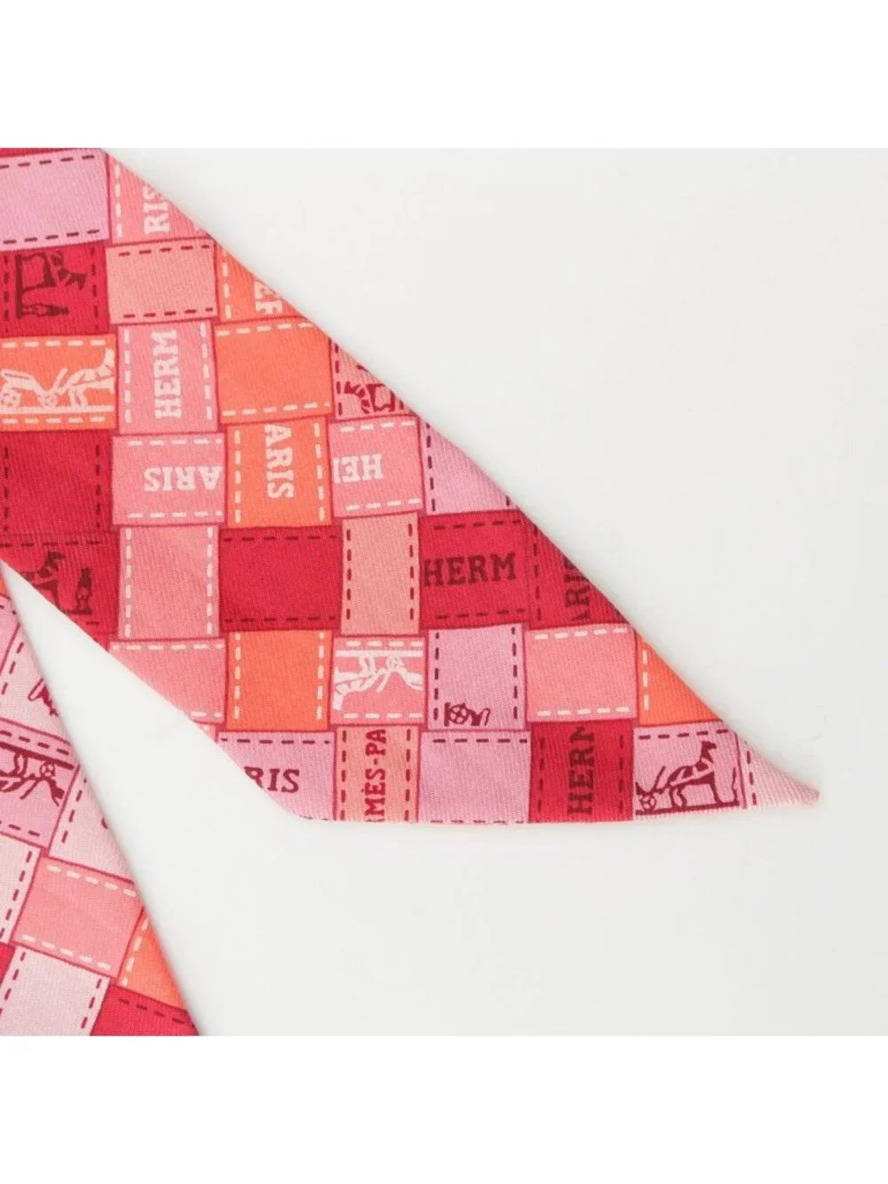 ★SOLD★ Hermes Twilly Silk Bolduc Check Scarf Pink - Picture 3 of 9